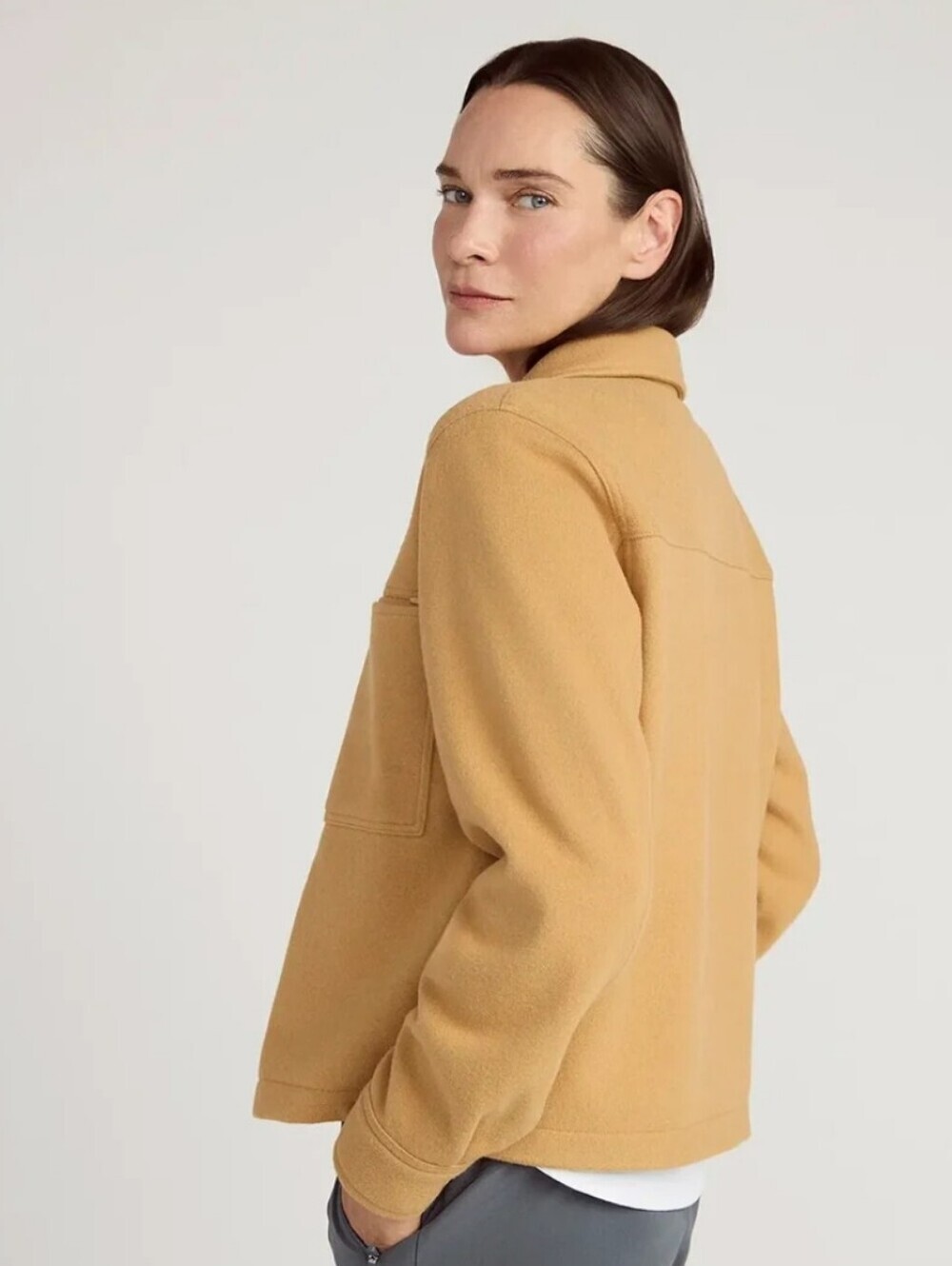 Mondetta On The Go Jacket Cropped Camel Tan Button-Up Casual Womens Size XS